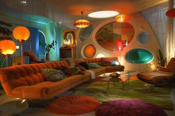 Modern Living Room with a Pop of Color Generative AI