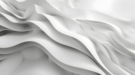 Elegant 3D Wavy Patterns on White Abstract Background, Modern Simplicity