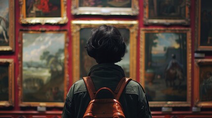 Obraz premium Renaissance Art Enthusiast in Historic Museum Gallery