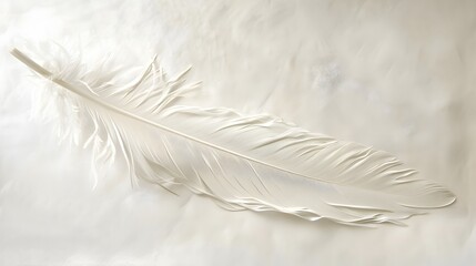 Intricately Carved White Feather Symbolizing Lightness on Pristine Background