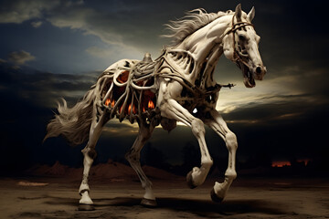 Obraz na płótnie Canvas Skeleton Horse, skeletons horse, horse, hell horse