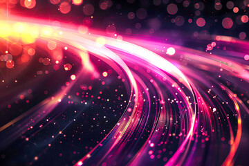 Obraz premium A chaotic mix of colorful lights and neon lines creating a blurry abstract background.