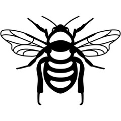 Vector SVG hand-drawn illustration of Honey Bee. Isolated black silhouette