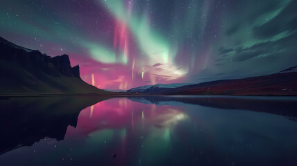Generative AI, Icelandic Mirage: The Northern Lights' Reflections on Serenity Lake