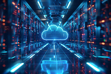 room with cables and servers, Cloud computing, technologies of internet, computer technologies, AI