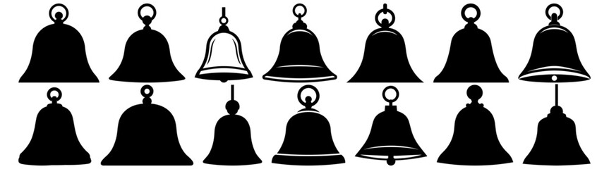 Bell silhouette set vector design big pack of illustration and icon