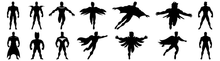 Super hero silhouette set vector design big pack of illustration and icon