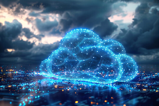 room with cables and servers, Cloud computing, technologies of internet, computer technologies, AI