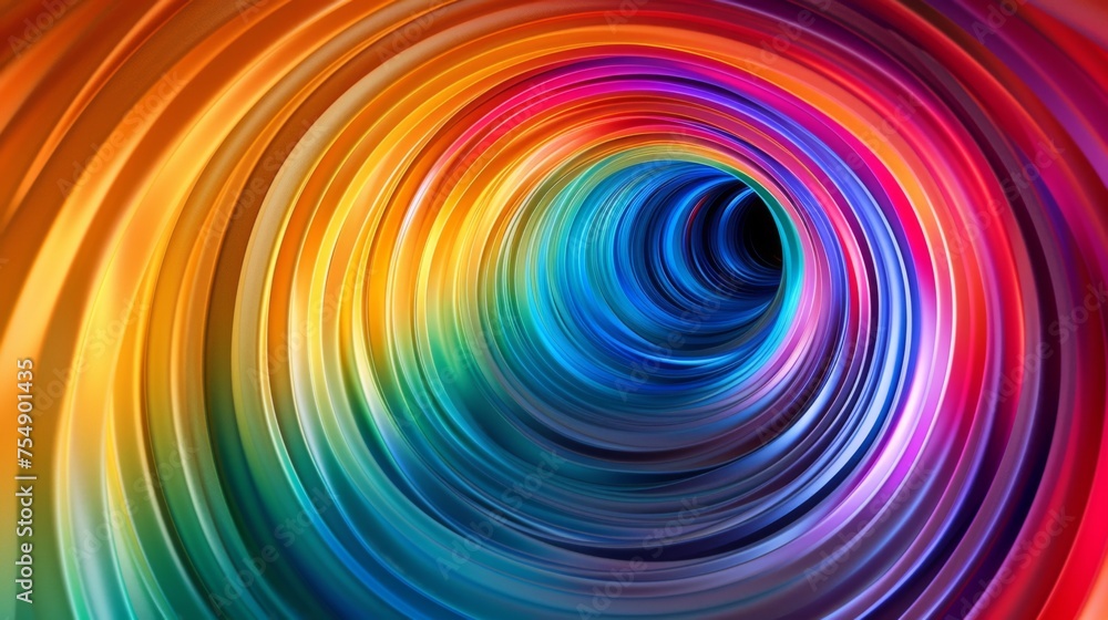 Poster a colorful spiral with a rainbow of colors. the spiral is very long and has a lot of different color