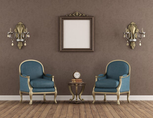 Elegant vintage living room interior with classic armchair - 754901421