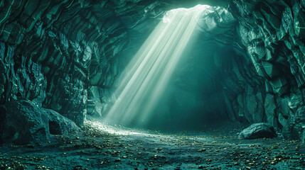 Mystical Cave Exploration, Sunlight Piercing Through Underwater Darkness, An Adventure in Natures...