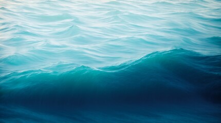 Serene abstract waves of ethereal blue gently undulating in a dreamy seascape  - obrazy, fototapety, plakaty