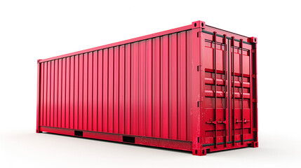 Red shipping or cargo container isolated on white background. generative ai