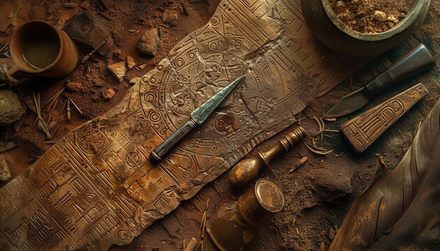  archaeologist uncovering an ancient sacred artifact,