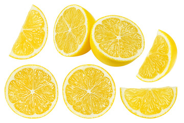 Lemon slice isolated on white background, clipping path, full depth of field