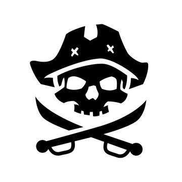 Sea pirate skull, logo, symbol.
