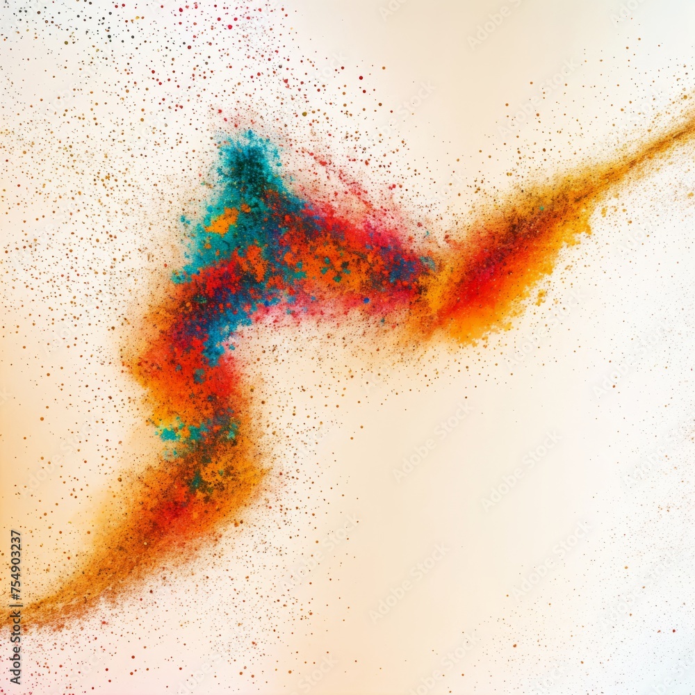 Poster swirling lines and scattered dots form abstract art on a gridded background