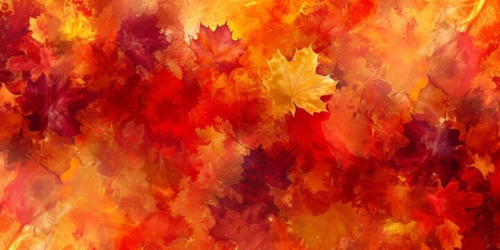 A Vibrant Collage Of Autumn Leaves In Shades Of Red, Orange, And Yellow, Capturing The Warm Essence Of Fall.