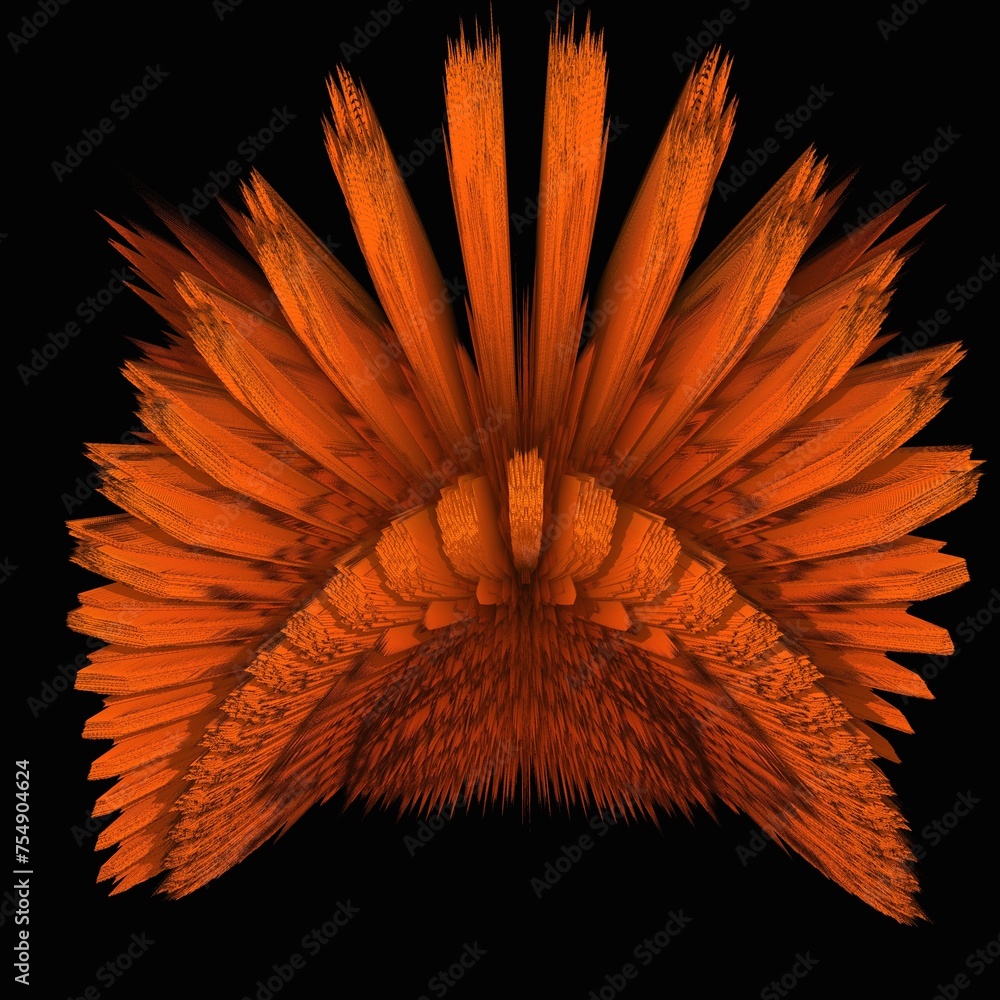 Aufkleber 3d exploding style view of glowing orange gold petal pattern on a black background