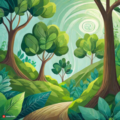 나무, 식물에서 산소를 만들어 내는 그림 그리고 엽록소, 상쾌한 공기, 초록 나뭇잎  - obrazy, fototapety, plakaty