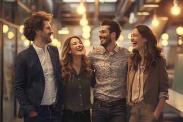 Smiling Friends in a Modern Office Setting Generative AI