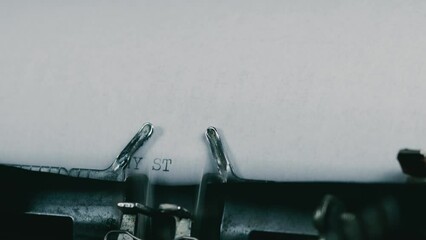 MY STORY - typed words on a vintage typewriter. Close up. Antique Typewriter.