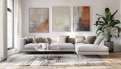 Modern Living Room with Contemporary Art and Furniture Generative AI