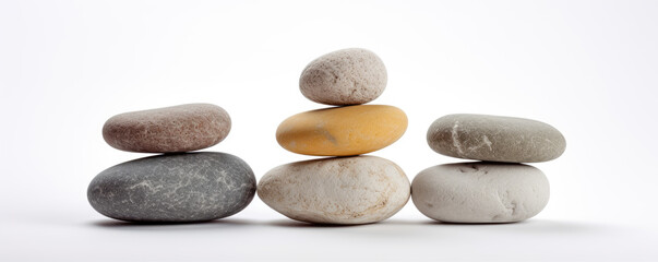 Fototapeta na wymiar Spa pebbles or stones isolated . Stones on white background.