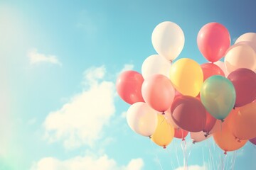 balloons colourful with a retro instagram filter effect, concept of happy birthday in summer