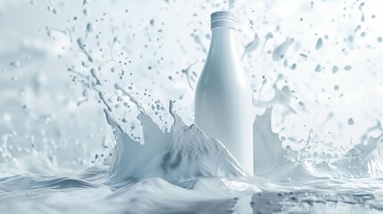 Fresh Milk Bottle with Playful Splash Design	