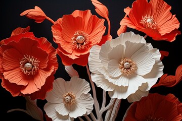 Vibrant Paper poppy art closeup. Art flower. Generate Ai