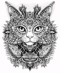 Feline Fusion A Kitty-Inspired Tattoo Artwork Generative AI