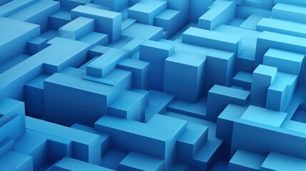 Blue Abstract folded paper effect. Bright colorful blue background. Maze made of paper. 3d rendering