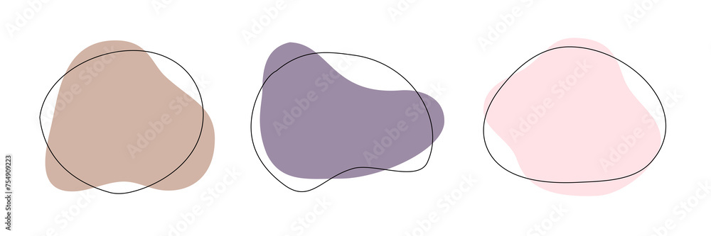 Poster color liquid irregular amoeba blob shapes vector collection isolated on white background. pastel col