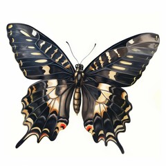 Fototapeta premium Black beige gradient, butterfly, watercolor, for design, highlighted on a white background, 3d sticker.