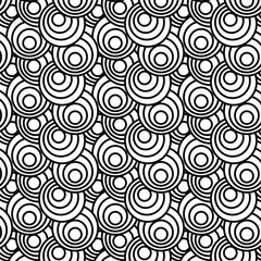 Black and white circles seamless pattern, vector background.