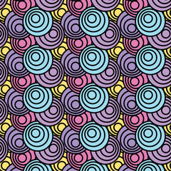 Multicolor overlapping circles seamless pattern.