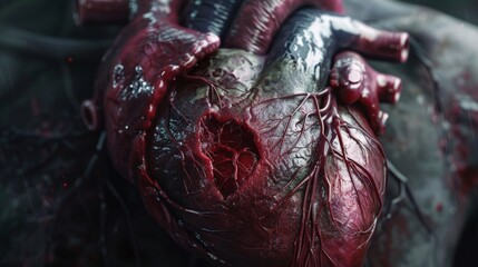 Medical Illustration of Human Heart Affected by Heart Attack