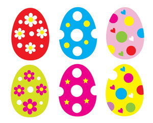 set of easter eggs. Easter eggs on white The cuteness of Easter eggs, cartoons, bright colors.