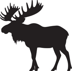 Moose Silhouette Vector Illustration White Background