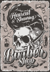 Barber shop vintage poster monochrome