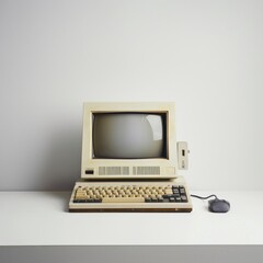 Old mainframe processing units showcased in a white minimalist setting a dialogue between computing power and design simplicity