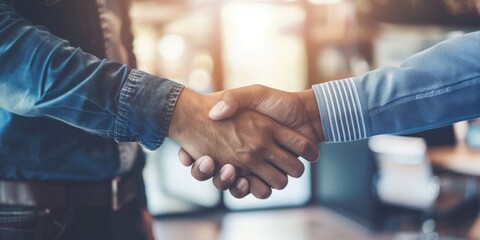 Businessmen making handshake with partner, greeting, dealing, merger and acquisition, business joint venture concept, for business, finance and investment background, teamwork and successful - obrazy, fototapety, plakaty