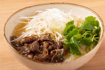 盛岡冷麺　牛骨スープ（牛肉　ネギ　水菜）