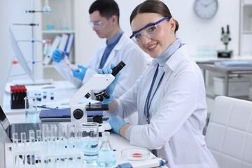 Scientists working with samples in laboratory. Medical research - 754913465