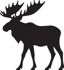 Moose Silhouette Vector Illustration White Background
