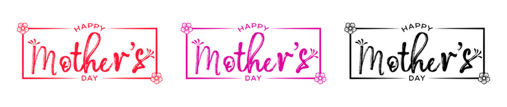 Vector happy mothers day typography poster with heart and flowers.