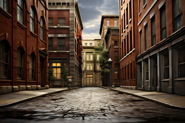 Fototapeta na wymiar Brick street, street with brick building, brick buildings