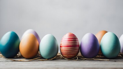 Easter eggs in a line, easter background, easter eggs