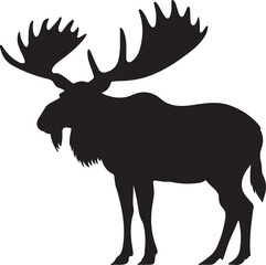 Moose Silhouette Vector Illustration White Background